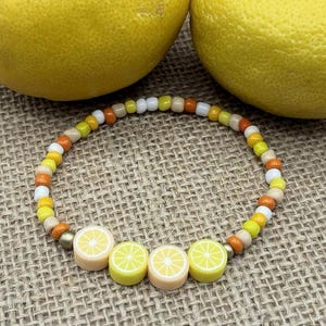 Lemon Bracelet, Orange Bracelet, Fruit Bracelet