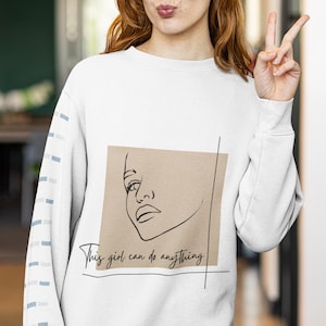 Empowerment Sweatshirt: Minimalist Feminist Line Art - Cotton-Poly Blend