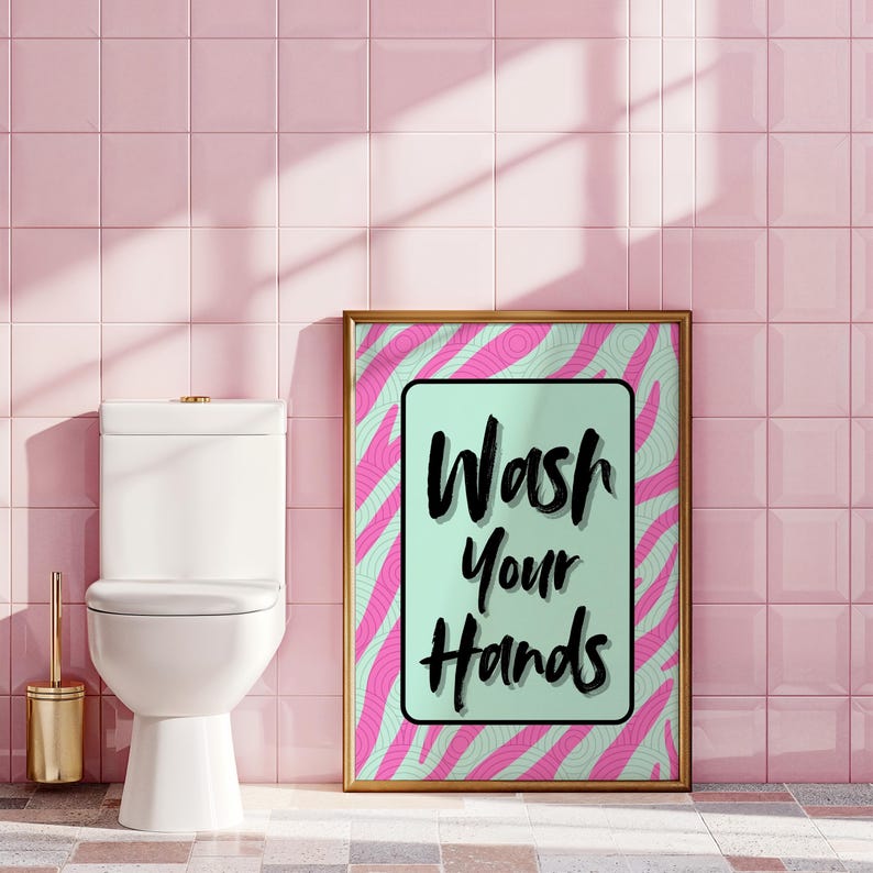 Visual Reference: Wash Your Hands Printable Bathroom Art Funny Quote Wall Decor