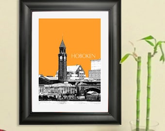 Hoboken Skyline Poster - Hoboken New Jersey City Skyline - Art Print