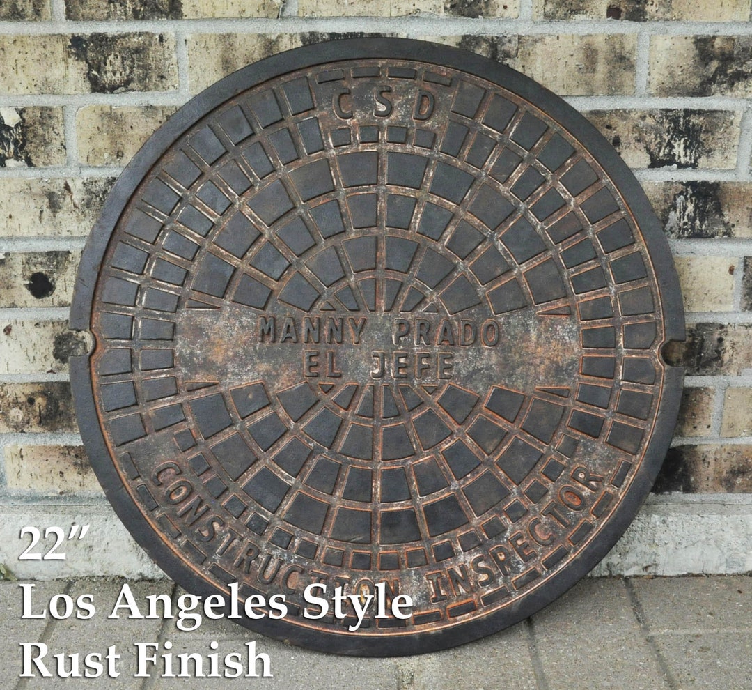 LA Manhole Cover Man Cave Los Angeles Sewer Cover 22 Personalized Sewer