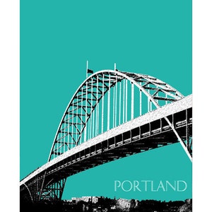 Portland Skyline Print Fremont Bridge Poster Portland - Etsy
