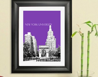 New York University Graduation Poster - New York City,  New York Skyline - Art Print