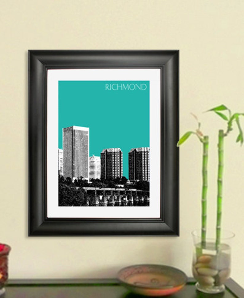 Richmond Skyline Poster Richmond Virginia City Skyline Art Etsy