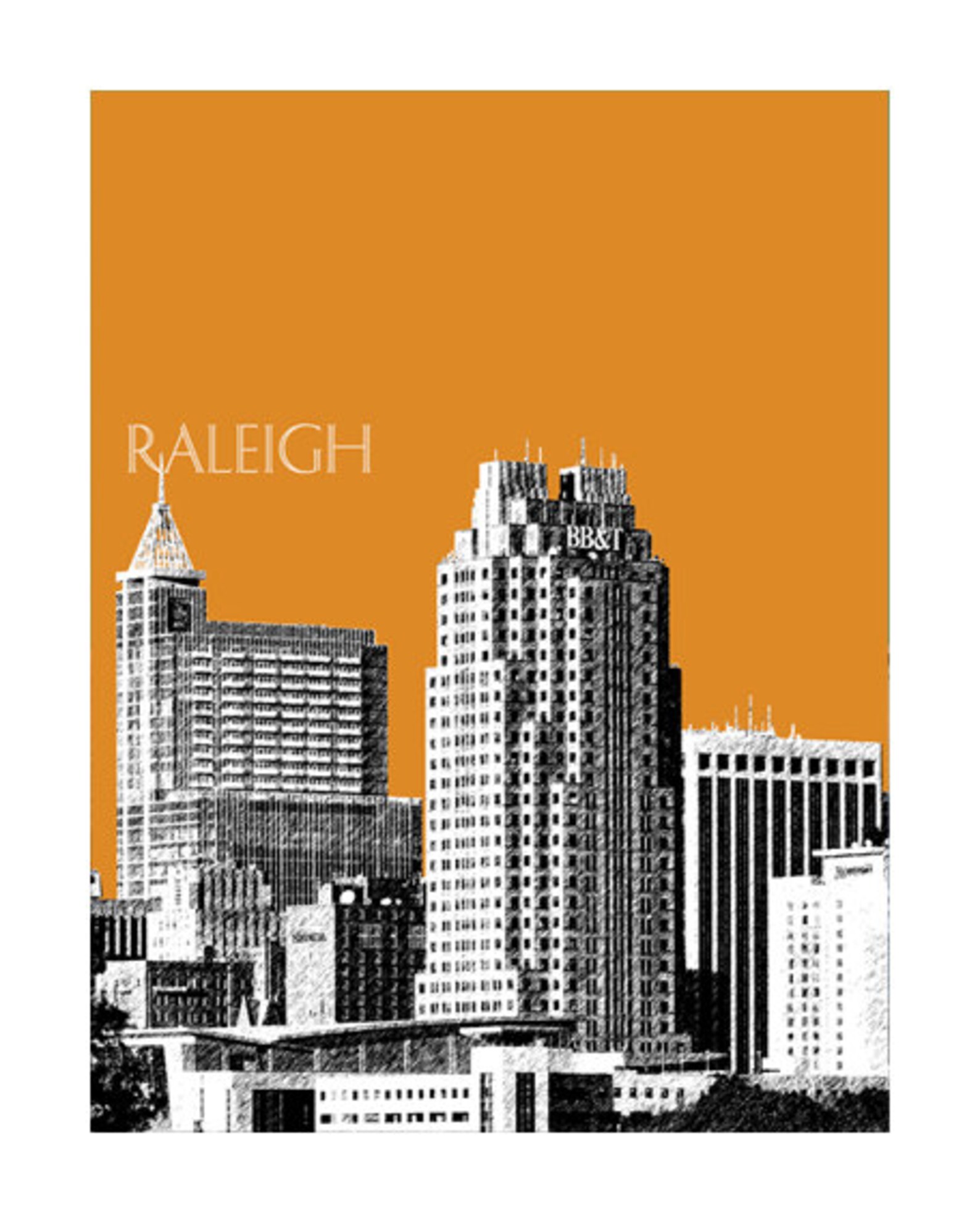 Raleigh Skyline Poster Raleigh NC City Skyline Art Print - Etsy