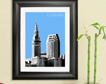 Cleveland Skyline Poster - Cleveland City Skyline - Terminal Tower - Art Print
