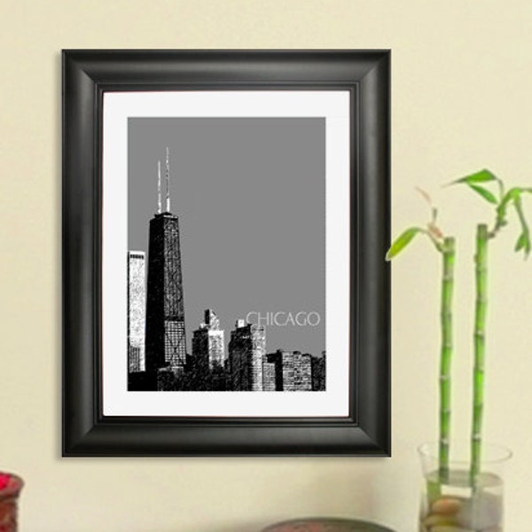 Chicago Skyline  - John Hancock Building Poster Art Print