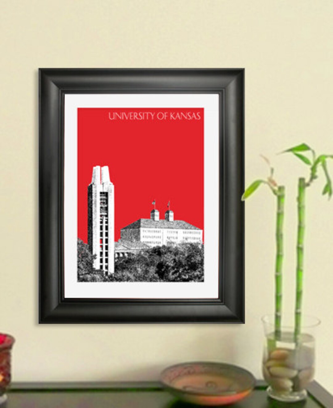 University of Kansas Graduation Poster Lawrence Kansas City Skyline Art