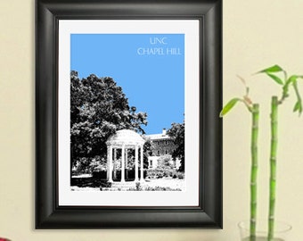 University of North Carolina Graduation Art Print at Chapel Hill - Chapel Hill North Carolina City Skyline Poster