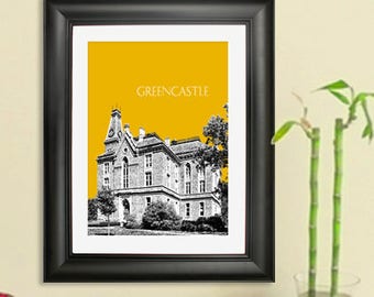 Greencastle City Skyline - Greencastle Indiana Graduation Print - Art Poster