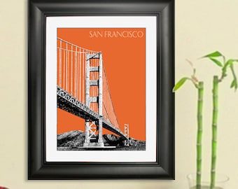 San Francisco Skyline Print - Golden Gate Bridge #2 Poster - San Francisco City Skyline Poster Art Print