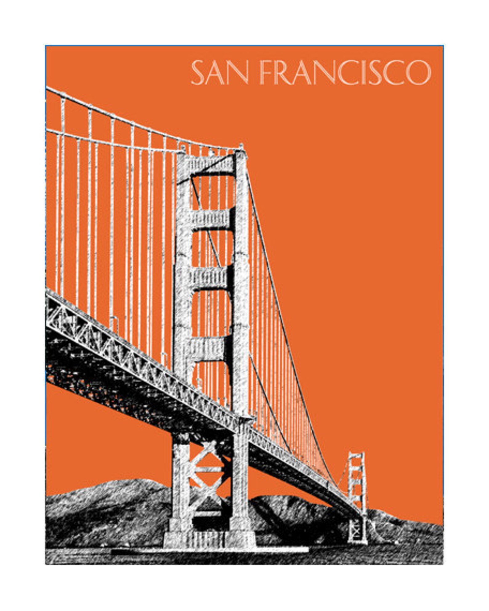 San Francisco Skyline Print Golden Gate Bridge 2 Poster - Etsy