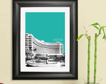 Miami Skyline Poster - Miami Fontainebleau Hotel Art Print