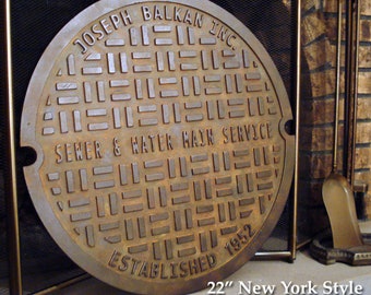 New York City Manhole Cover - Man Cave - New York City Sewer Cover - 22" Personalized Sewer Cover - Retirement Gift - Corporate Gift