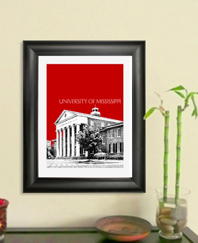 University of Mississippi Graduation Art Print Oxford Mississippi City Skyline Poster image 1