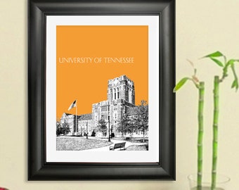 University of Tennessee Skyline Poster - Knoxville Tennessee City Skyline - Tirage d’art - 8 x 10 Choisissez votre couleur