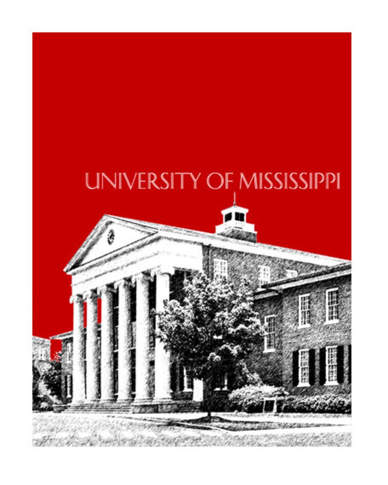 University of Mississippi Graduation Art Print Oxford Mississippi City Skyline Poster image 2