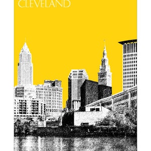 Cleveland Skyline Poster Cleveland City Skyline Art Print Choose Your Color image 2