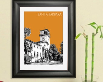 Santa Barbara Skyline Poster - Santa Barbara California City Skyline - Art Print