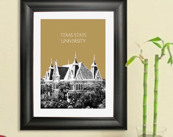 Texas State University Graduation Poster - San Marcos, Texas Skyline - Art Print