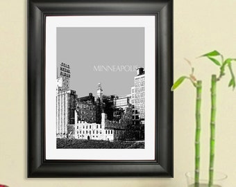 Minneapolis Skyline Poster - Minneapolis Mill City Museum Skyline #1  Art Print
