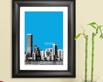 Miami Skyline Poster - Miami Skyline Kunstdruck