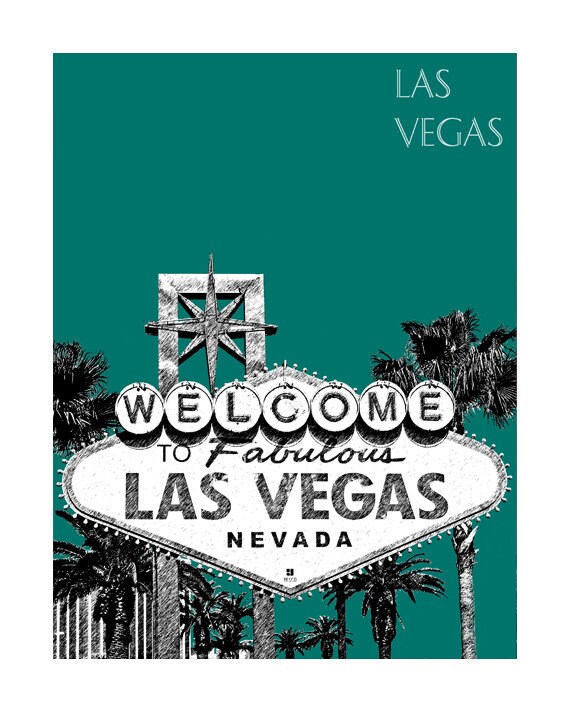 Las Vegas Skyline Print Las Vegas Sign City Skyline Poster Etsy