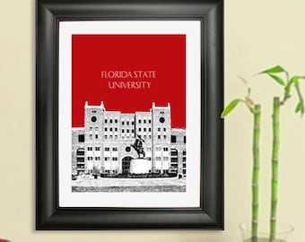 Florida State University #2 afstuderen Poster - Tallahassee, Florida Skyline - Art Print