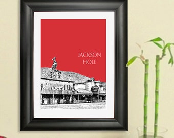 Jackson Hole Skyline Poster - Jackson Hole Wyoming Cityscape Poster - Art Print