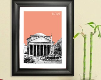 Rome Skyline Poster - Rome Italy Art Print - The Pantheon