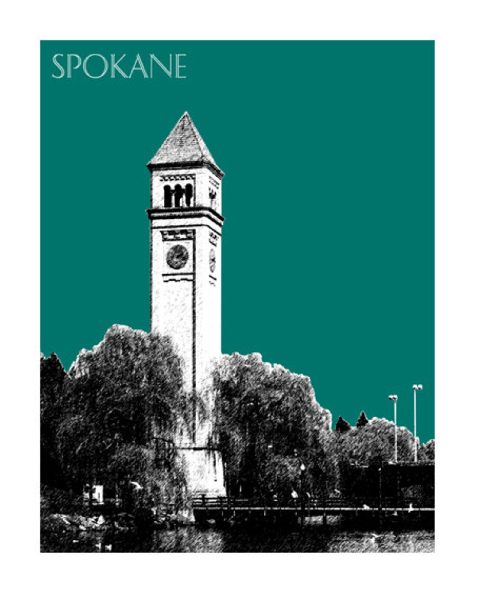 Spokane Skyline Poster Spokane Washington City Skyline Art Etsy