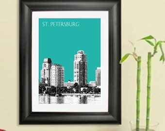 St. Petersburg Skyline Poster - St. Petersburg Florida City Skyline #1 - Art Print