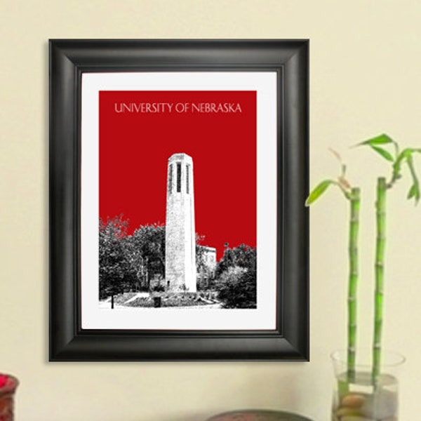 University of Nebraska - Promotion Poster - Lincoln Nebraska Skyline - Kunstdruck
