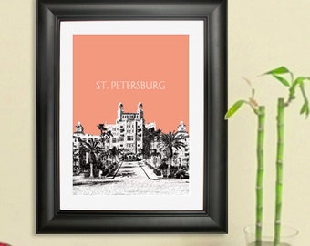 St. Petersburg #2 Skyline Poster - St. Petersburg Florida City Skyline - Art Print - Choose Your Color