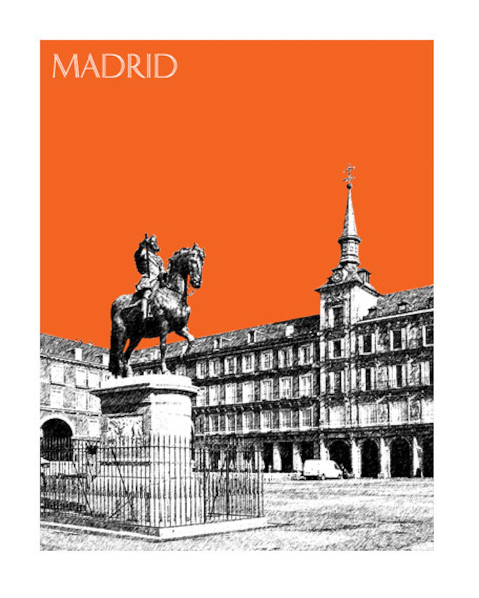 Madrid Spain Skyline Poster Plaza Mayor Madrid City Art - Etsy