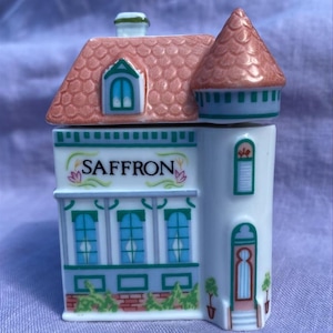 Lenox Spice Village - AZAFRÁN - Casa de Porcelana Fina - 1989 - Tarro y Tapa