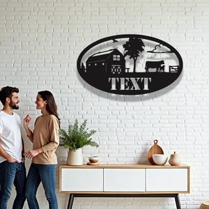 Custom Cow Ranch Sign,Gift For Farmer, Farm Sign Barn,Cow Metal Wall Art,Personalized Cattle Cow Sign,Farmhouse Decor,Cow Wheat Field Sign