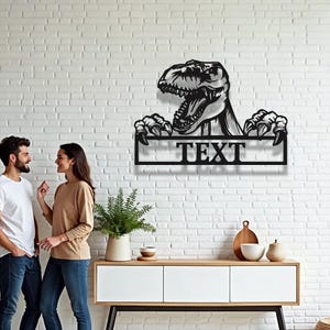 Personalized Dinosaur Metal Wall Decor, Jurassic World Decor,Tyrannosaurus Metal Sign, Custom Dinosaur Wall Art, Outdoor Decor,Gift For Dad