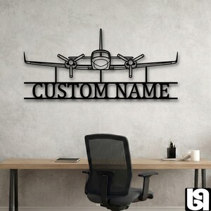 Aangepaste 421C steenarend voorkant silhouet - metalen vliegtuig muurdecoratie - Executive Twin Engine Art