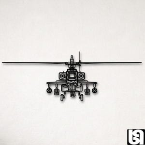 Apache Helicopter Metal Wall Art – Military Aviation Decor Gift