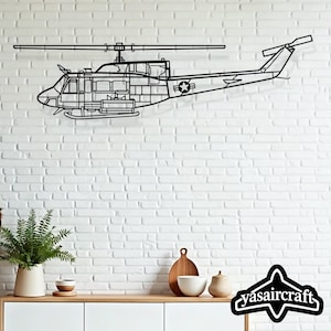 Bell UH-1 Iroquois Helicopter Metal Wall Art – Vietnam War Utility Chopper Decor for Pilots, Military Room Accent, Metal Sign Gift Idea