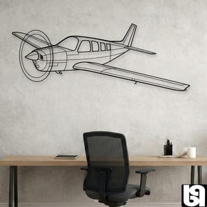 Beechcraft Bonanza A36 Angle Airplane Silhouette - Metal Wall Decor - General Aviation Art