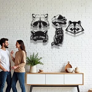 Raccoon Head Metal Wall Art – Wildlife Animal Silhouette Decor for Rustic Homes, Cabins or Woodland-Themed Rooms
