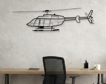 Metalowa dekoracja ścienna z helikopterem Bell 407 – prezent z motywem lotniczym