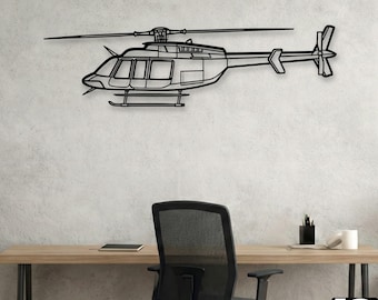 Metalowa dekoracja ścienna z helikopterem Bell 407 GX – prezent z motywem lotniczym