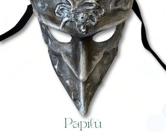 Handmade Bauta Gray Papier-mâché Mask – Venetian Mask to Wear or Decorate – Handmade Papilù