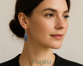 Handmade Turquoise Murano Glass Earrings with 24kt Gold Leaf – 925 Silver Hook – Papilù Handmade Jewelry