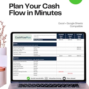 Cash Flow Budget Spreadsheet for Excel and Google Sheets | Income & Expense Tracker for Freelancers