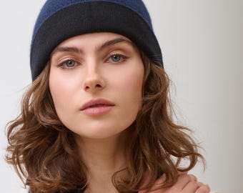 Unisex 100% Cashmere Beanie for Small Head, Reversible  display picture 3