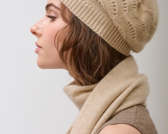 Mongolian Beige Cashmere Beret Hat - Etsy